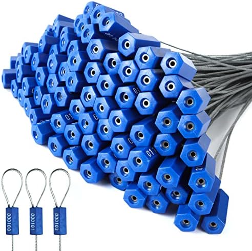 50 Pcs Blue Numbered Tamper-Proof Cable Seals - Pull Tight Steel Security Tags For Trucks & Containers