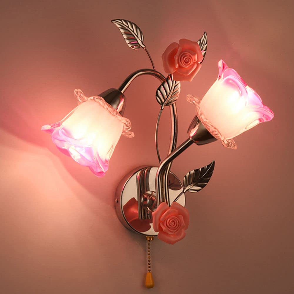 Moderno LED in vetro ceramica rose camera da letto comodino applique Princess Room applique da parete di balcone corridoio apparecchi di illuminazione