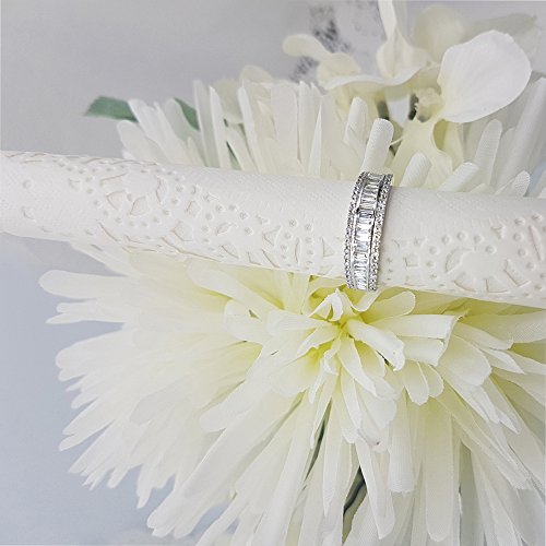 Dazzlingrock Collection 0.95 Carat (Ctw) Round & Baguette White Diamond Mens Anniversary Wedding Band 1 Ct, 10K White Gold, Size 10 #TOP3