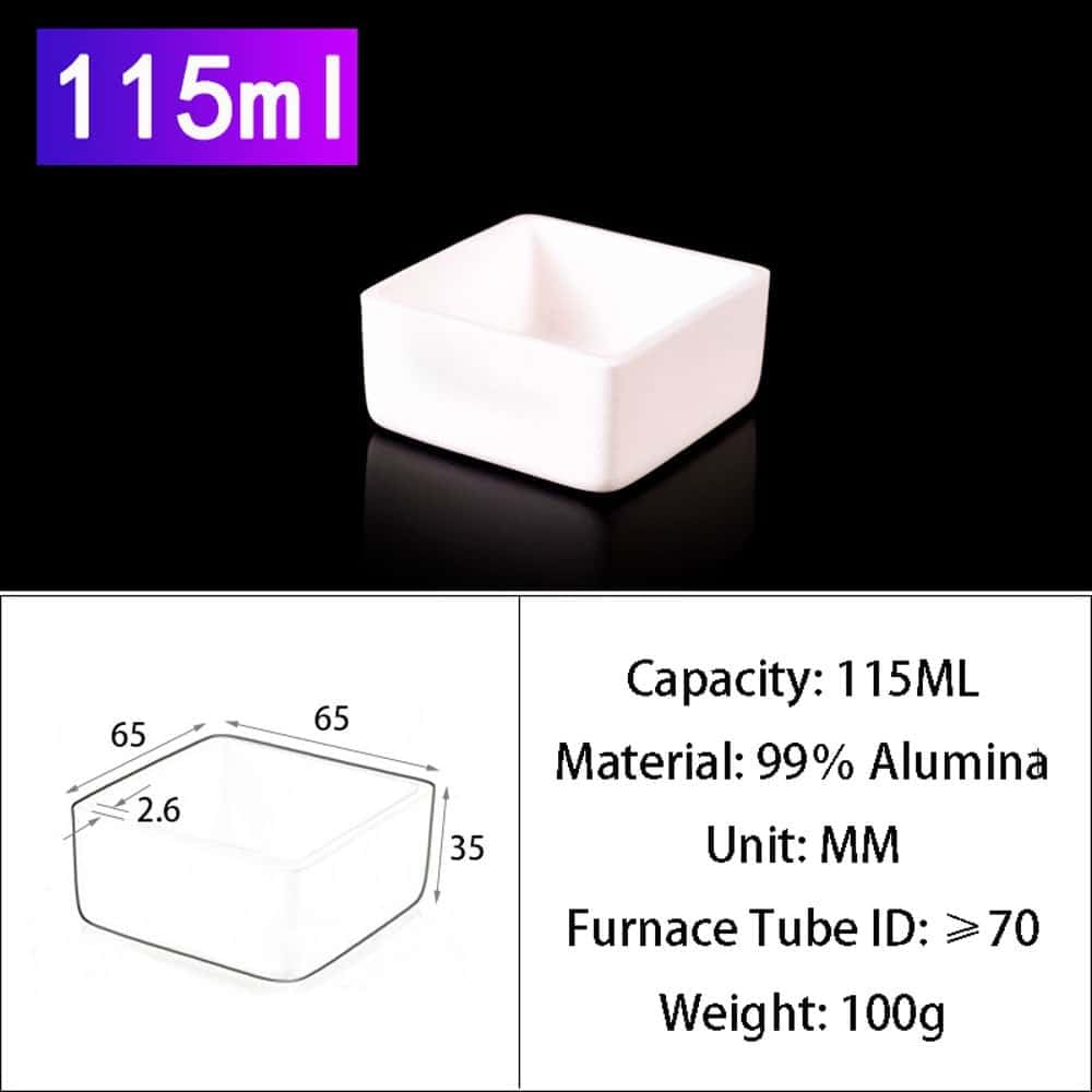 Crisol de alúmina al 99% - Contenedor de corindón cuadrado Al2O3 resistente a altas temperaturas for laboratorio e industria, 1 unidad(65x65x35mm)