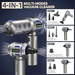 Nettoyeur à vide portatif, 27000Pa/135W Mini Nettoyeur à vide sans fil & 250,000 RPM, 3 Aspirateur de voiture Speeds avec moteur sans brushless, aspirateur sans fil pour bureau, maison, cuisine, bristles