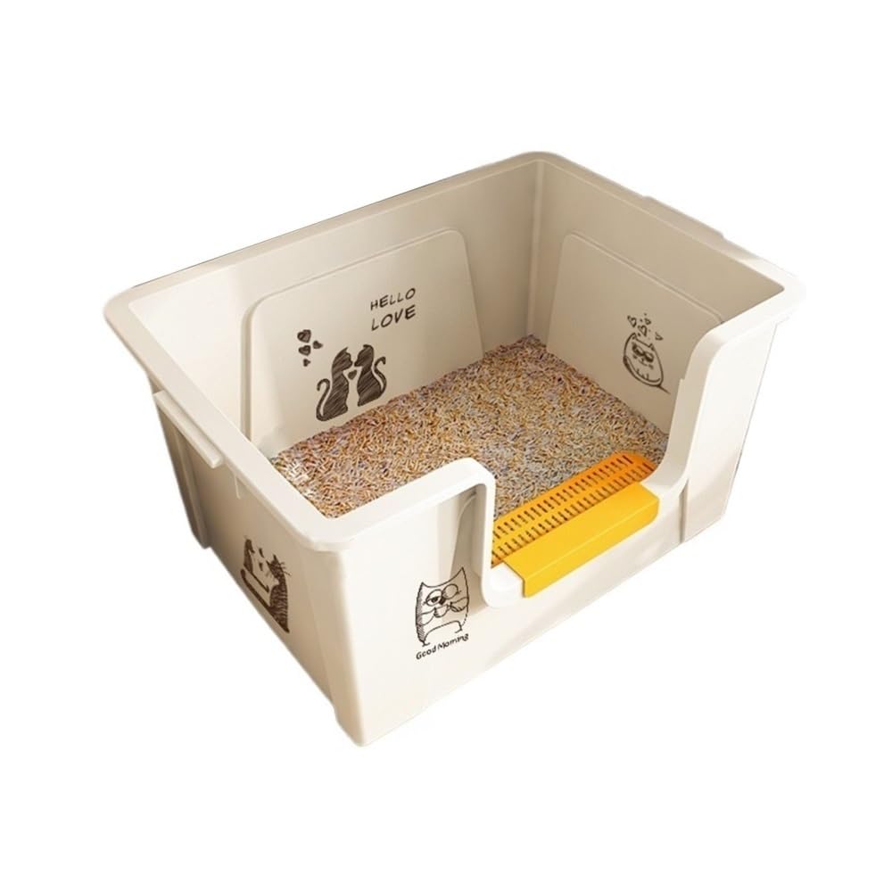 Caja de arena para gatos grandes, lados altos, antisalpicaduras, multiuso para gatos