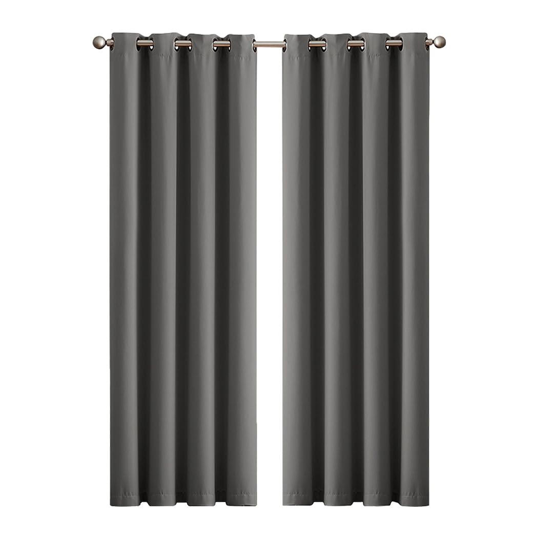 MARLOW 2 Panels Blockout Curtains Window Blackout Draperies Eyelet Day Bedroom Living Room Thermal 137cmx167cm, Charcoal