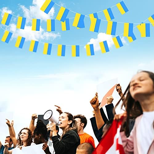 ELECLAND 10M Ukraine Bunting Flag Banner with 38 Fabric Ukrainian Flags for Indoor Outdoor Party Decorations