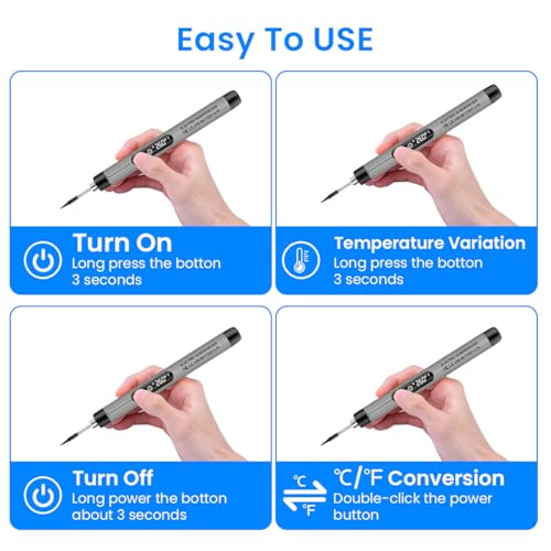 Image of Serplex LCD Soldering Iron Tool Kit with Carry Case Rechargeable 1000mAh Cordless Pen Adjustable Temperature Handheld for Electronics Repairing DIY Assemble 3 PCS