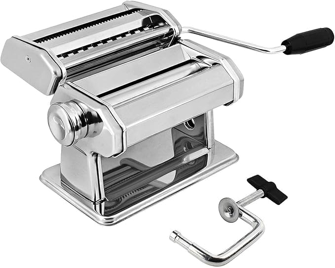 Manual Pasta Maker Machine – Fettuccine & Noodle Roller, Adjustable Thickness for Homemade Fresh Pasta, Easy-to-Use Hand Crank Design for Authentic Italian Cooking