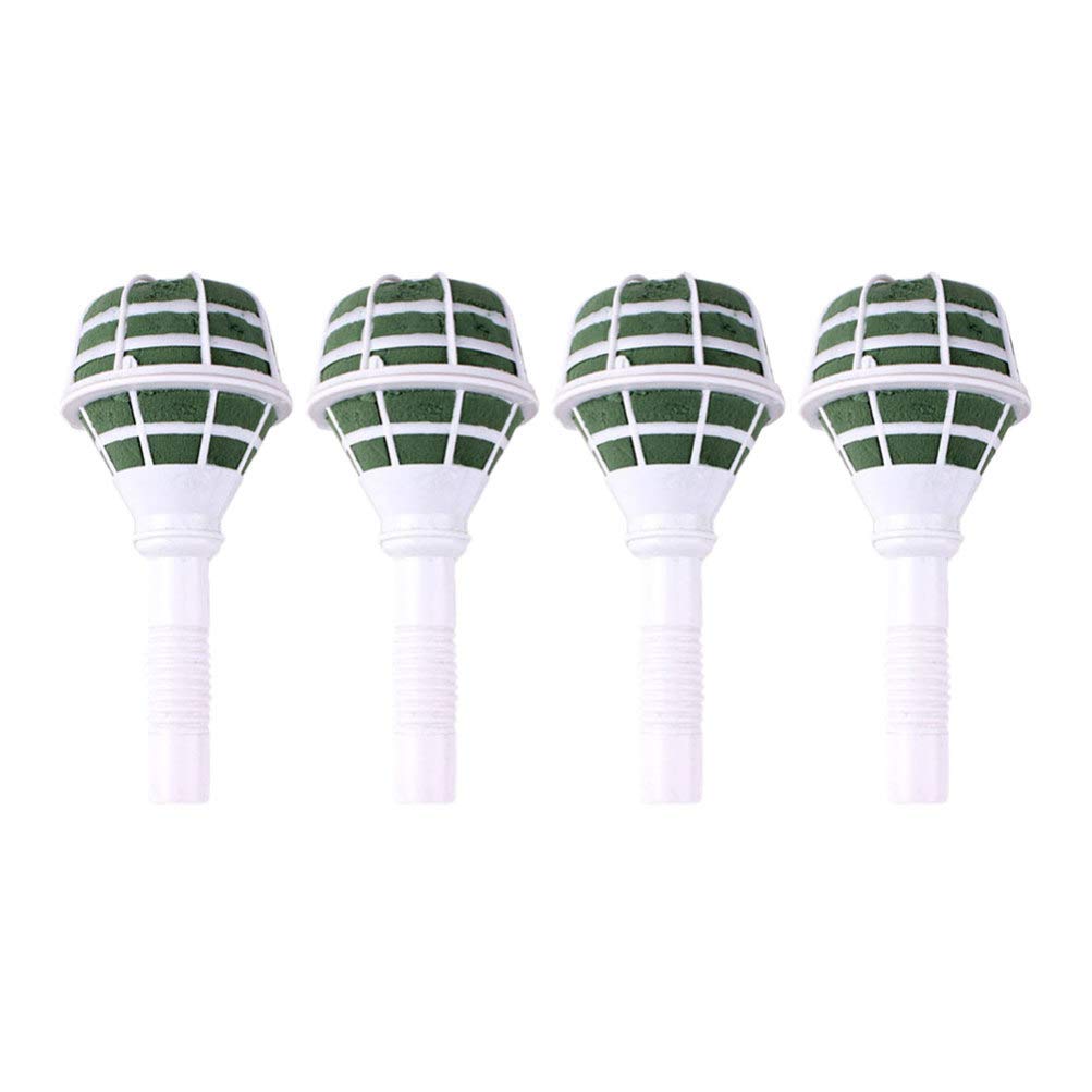 Sewroro 4pcs Foam Floral Handle Bouquet Holders Bridal Wedding Bouquet Holder Decoration Flower Foam Handle (Green Mud and White Cover)