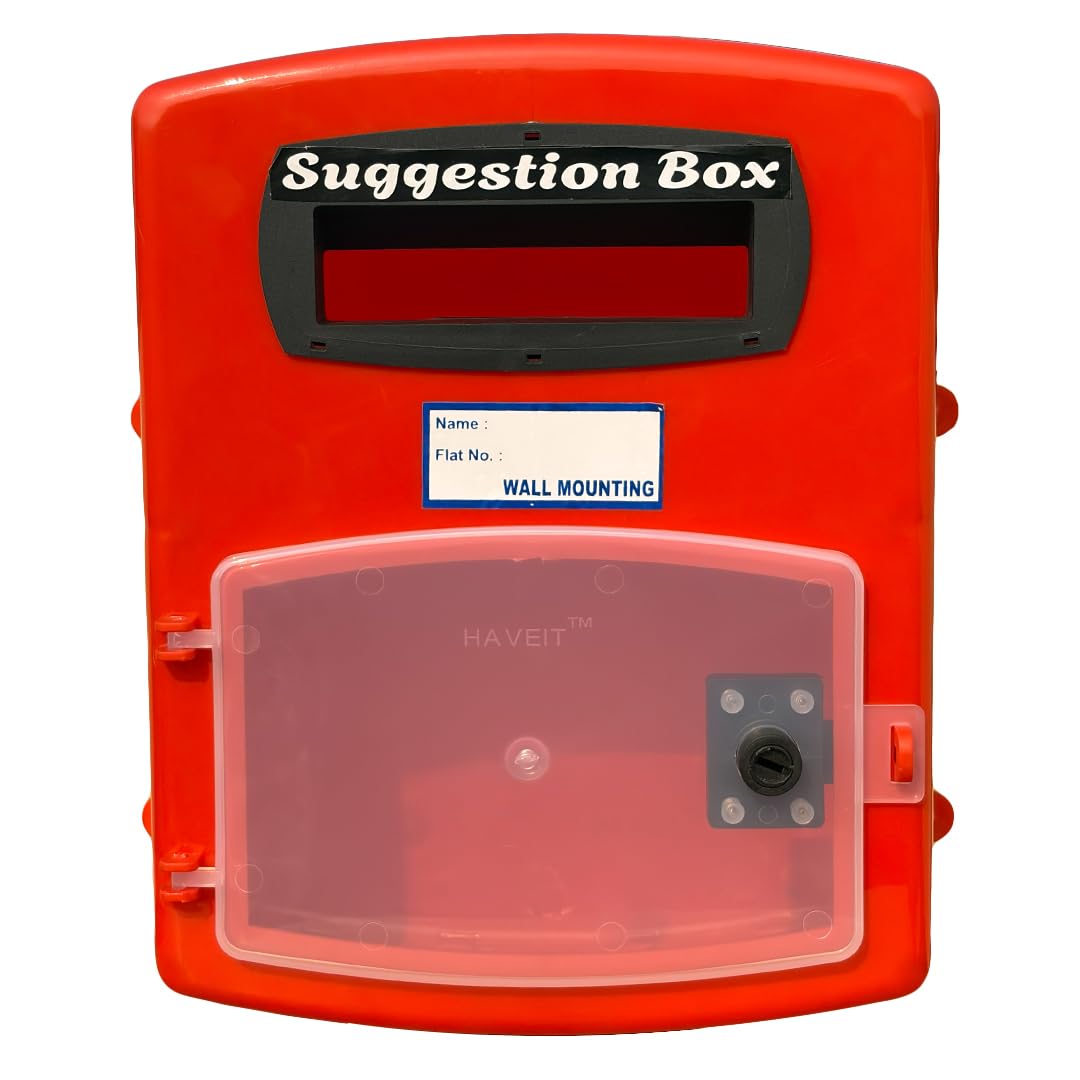 HaveIt® Front Door Wall Mounted Heavy Plastic Suggestion Box for Home/Offices/Colleges/Institutions/Schools with Lock (red Color, 25 cm x 26 cm x 11 cm)