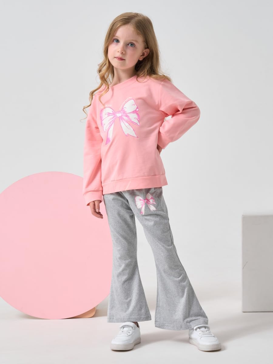 Kid Girls Clothes 2 Piece Outfit Butterfly Sweatshirt & Flare Leg Pants Fall Winter for Girl Cute Set - Image 5