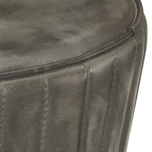 Tabouret de bar gris en cuir véritable de style scandinave chic 76 cm