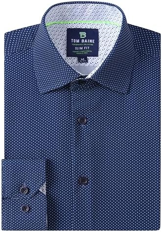 Tom Baine Men Slim Fit Performance Long Sleeve Geometric Casual B...