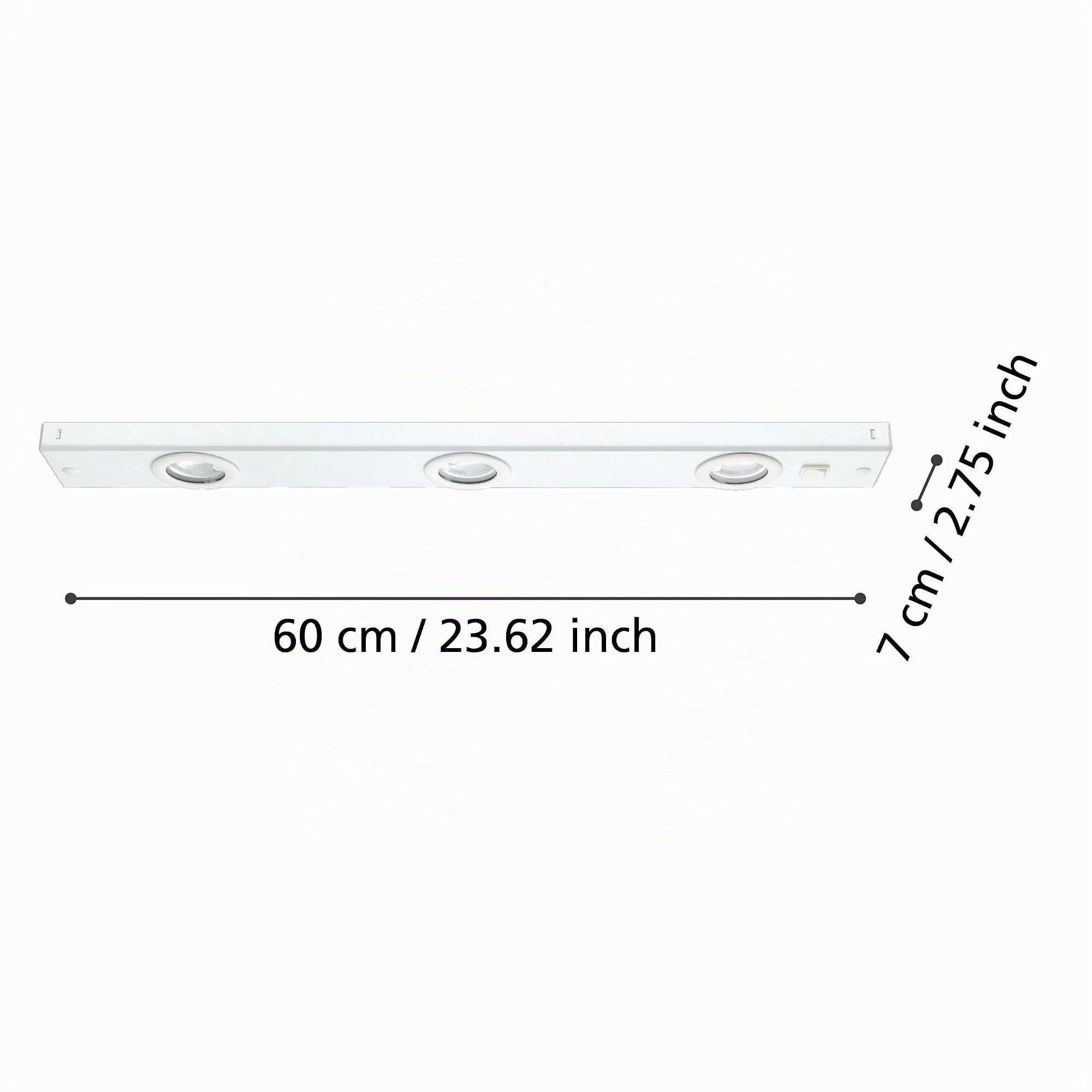 Eglo Kob Lampada sottopensile a Led da cucina a 3 luci in metallo | bianco, lampada da cucina con interruttore a bilanciere, bianco caldo