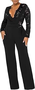 LACE TOP SET ROMPERS　Мsize Amazon.com: AOHITE Womens Spaghetti Strap Romper V-Neck