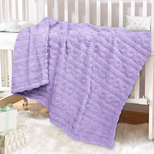 Image of HOMRITAR 3D Purple Fleece Fluffy Fuzzy Baby Blanket for Boys Girls