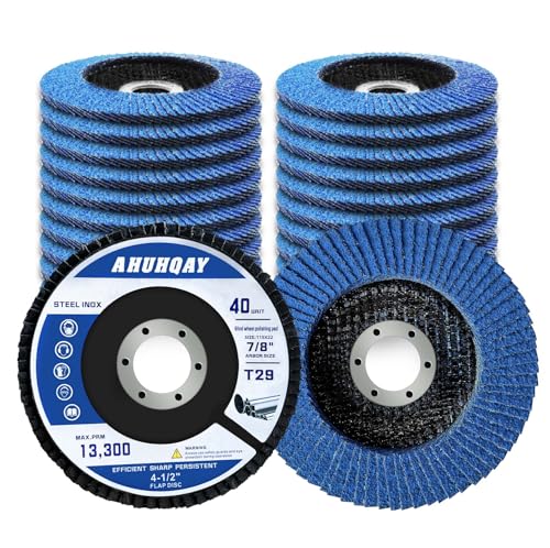 15 Pack Flap Discs 4 1/2' for Angle Grinder, 40Grit T29 Flap Disc, Die Grinder Sanding Disc, Zirconia Grinding Wheel for Metal, Wood, Stainless Steel Polishing Finishing