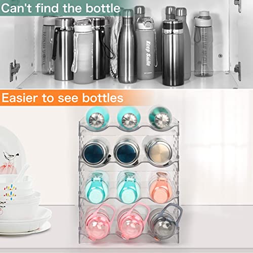 image for MIHU Water Bottle Organizer for Cabinet, 4 Pack Stackable Kitchen Pant
