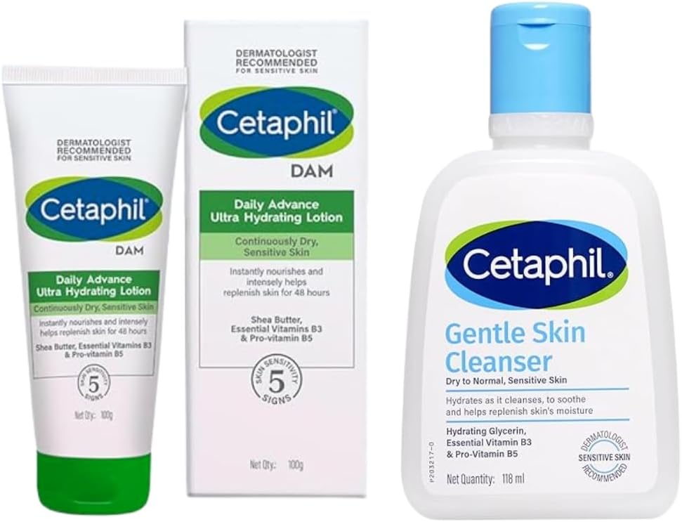 Cetaphil Gentle Skin Cleanser 118 ml and DAM 100g Combo