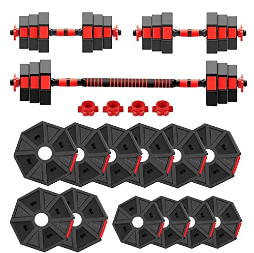 Adjustable Weight Dumbbell Barbell Set, 3-In-1 Dumbbell Set, 66 Lb Free Weight Dumbbell with Nonslip Connecting Rod Women Exercises for Home Gym Office Workout Men Fitness Strength Training