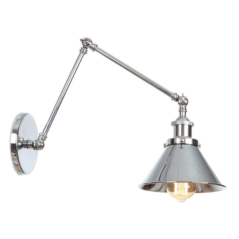 Lámpara de Pared Lámpara de Pared Ajustable clásica nórdica Lámpara de Pared de Cromo con Brazo oscilante Largo Industrial Moderno Aplique Luces Vintage E27 para baño Dormitorio Vestíbulo Re