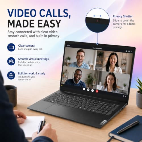 Image of Lenovo 2026 V15 Slim Laptop | 15.6 inch FHD Display | Efficient Intel Quad-Core Processor | 16GB DDR5 RAM | 512GB SSD | Wi-Fi 6 | Ethernet(RJ45) | Long Battery Life | Win 11 Pro | MS 365 for the Web