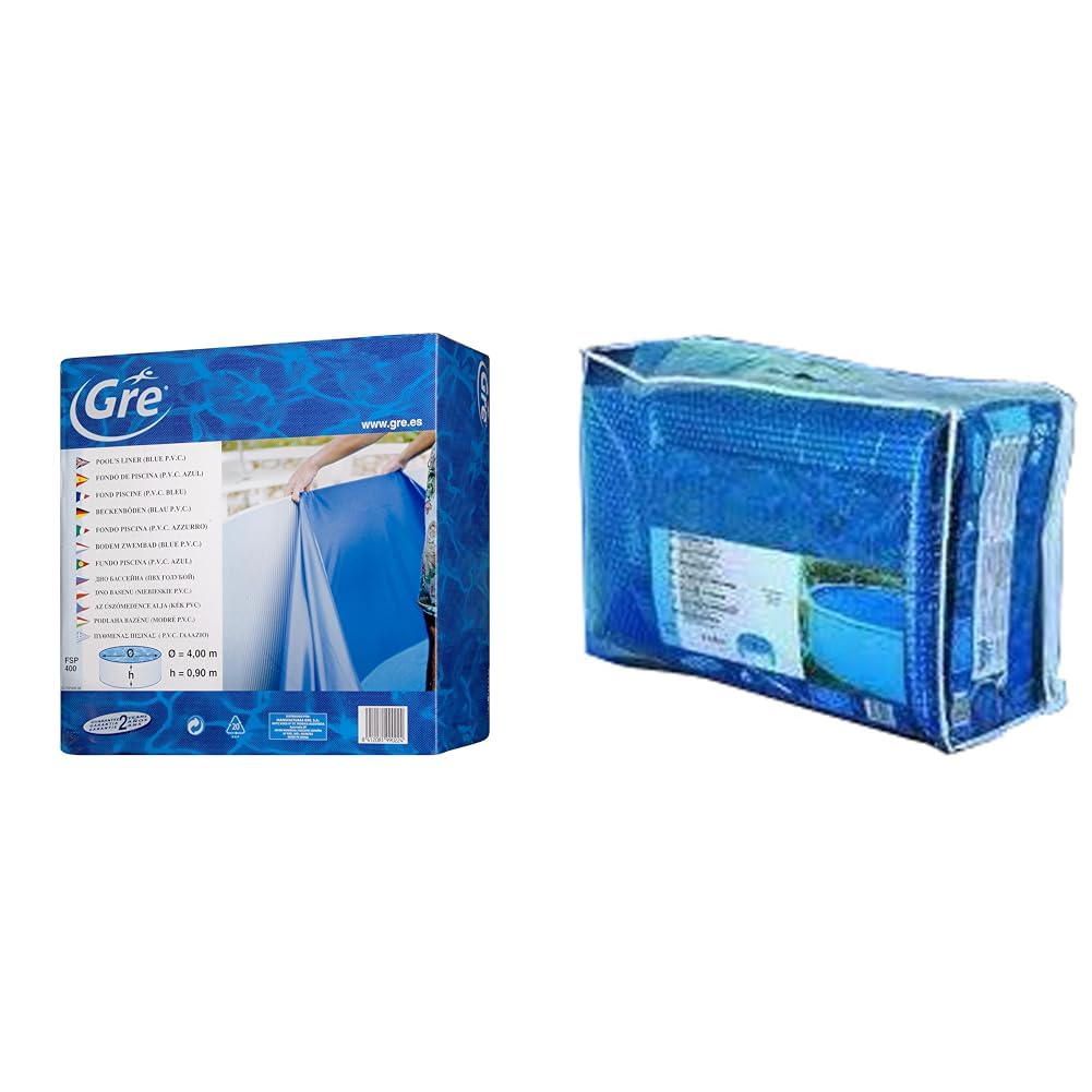 Gre FPROV500 - Liner para Piscinas Ovaladas, 500 x 300 x 120 cm (Largo x Ancho x Alto), Color Azul & CPROV505 - Cobertor de Verano para Piscina Ovalada de 500 x 300 cm, Color Azul