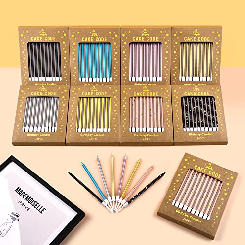 Cake Code 24-Count Champagne Long Thin Birthday Candles, Cake Candles, Birthday Parties, Wedding Decorations, Party Candles #TOP5