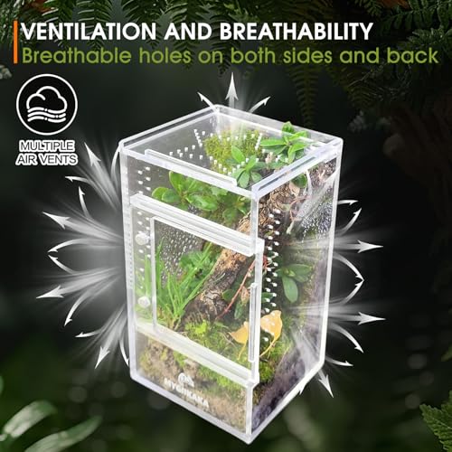 Image of MYGIIKAKA Jumping Spider Enclosure Accessories, Tarantula Spider Box, Bug Cage, Praying Mantis Habitat Enclosure, Snail Insect Terrarium, Caterpillar Habitat (3x3x6 inch) (Pack of 3)