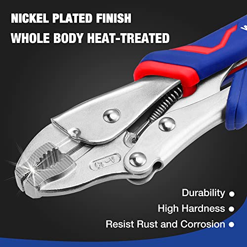 Workpro 2-Piece Locking Pliers Set, Cr-V Steel Locking Pliers, 7 Inch Curved Jaw Locking Plier And 6-1/2 Inch Long Nose Locking Plier, Quick Release, Fit For Clamping Twisting Welding #TOP3