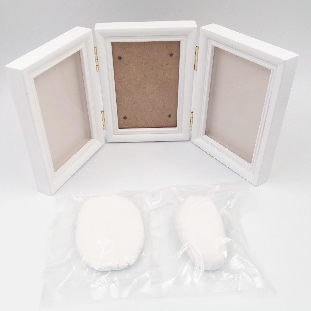 Paw Print Set for Dog & Cat 3D Picture Frame 12 x 8 cm with Stand and Air-Drying Clay Complete Set for Personalised Pet Prints Unique Memory Gift