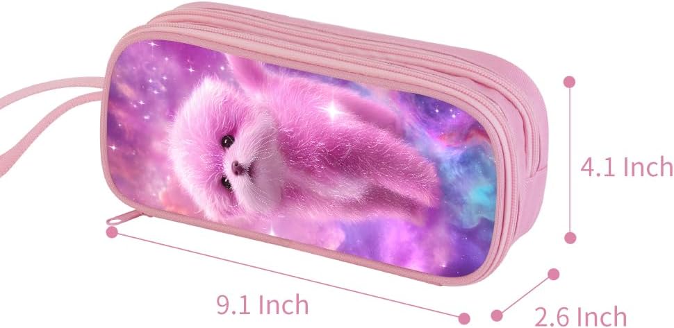 HiMagics Expandable Cute Pink Pencil Case for School Girls, Large Pencil Pouch for Kids, Durable Stationary Bag Box for Kindergarten Elementary Primary Middle Students Dog Pattern image 3