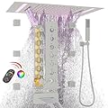 HOMEDEC LED Multi Functions Full Body Shower System with 6pcs Body Jets Spray with?Up/Down?Shower Spout, Large 3 In 1 Functions 14x20inch Showerhead, Rainfall Mist Shower Faucet Set, Brushed Nickel