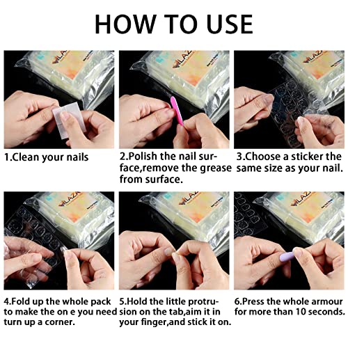Laza Nail Adhesive Tabs, Enlarge Breathable Fake Nail Glue Stickers, 240 Pcs 10 Sheets Sticky Nail Tabs Glue, Double Sided Tips (Germany Jelly Gel) Flexible For Acrylic False Nails Tape - Plus Size #TOP6