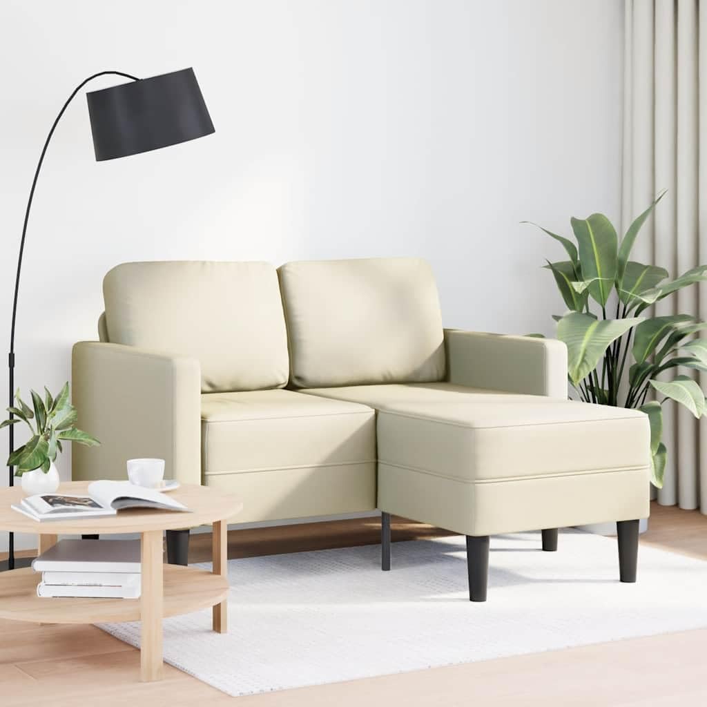vidaXL Divano 2 Posti con Chaise longue a L Crema 125 cm in Similpelle