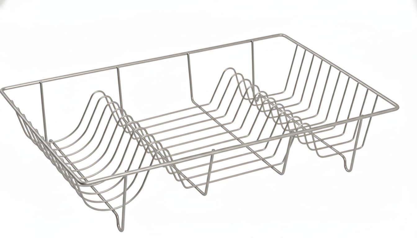 GBS Stainless Steel Dish Drying Rack for Kitchen Counter - Rustproof Metal Dish Drainer Rack - Compact Plate Drainer Rack for Washing Up & Kitchen Drying, (Silver)