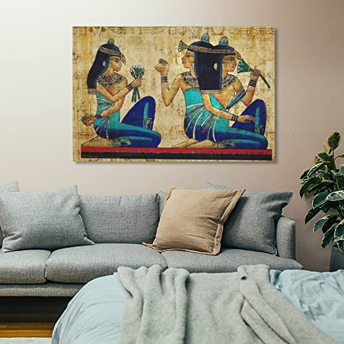 Egyptian Wall Painting, Egyptian Ancient Dancers, Ancient Egyptian Papyrus, Egyptian Times, Face Pai Wall Art Paintings Canvas Wall Decor Home Decor Living Room Decor Aesthetic 24X36Inch(60X90Cm) Fr #TOP6