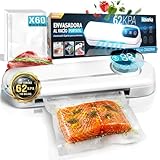 NOVARKA® | EXCLUSIVA Envasadora al Vacio PREMIUM con 60 Bolsas EXTRAS INCLUIDAS | Envasado Domestico de Alta Velocidad y Compacto | Incluye Guía de Envasado | 1 Minuto de Espera por Uso.