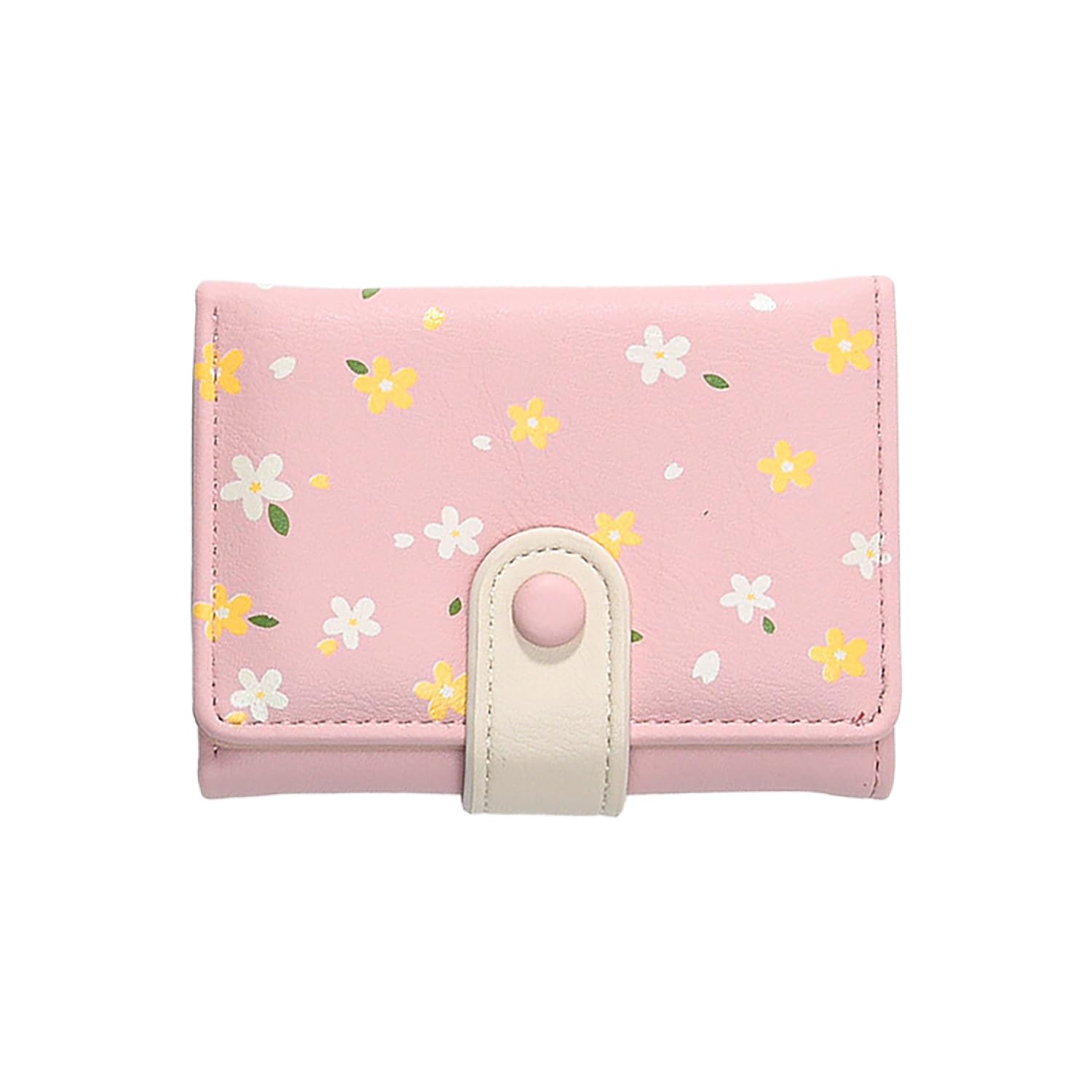 SYGACute Wallet for Girls,Women's with Flower Design Drawstring Buckle Closure, Fashionable Small Coin/Cash Purse (Pink)