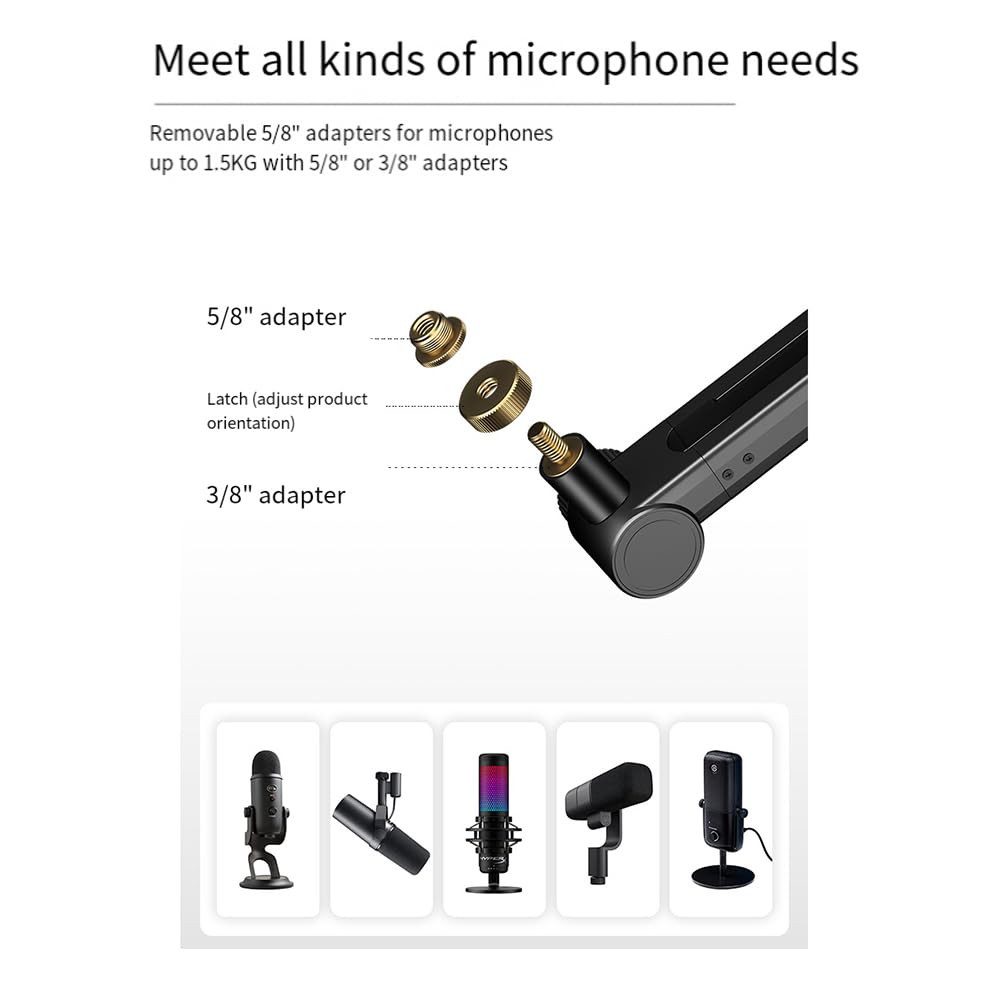 Supporto per Microfono Regolabile Un 360 Gradi con Supporto per Telefono Supporto per Microfono con Braccio Resistente per Streaming Live