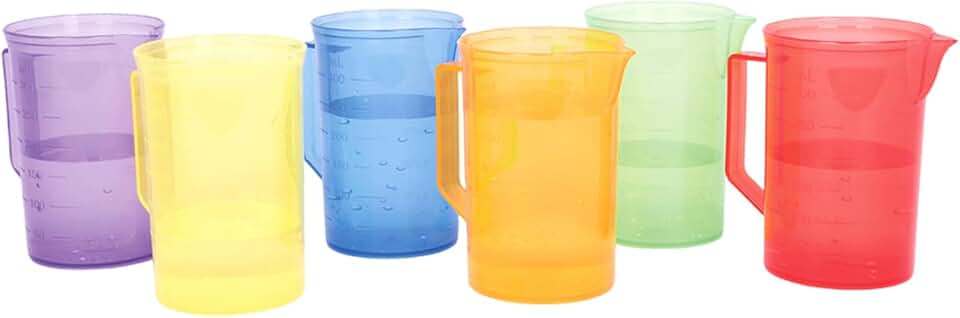 Six Pieces Translucent Sensory Play Measuring Cup Set Colorful for Water Sand Play Volume Learning Tool
