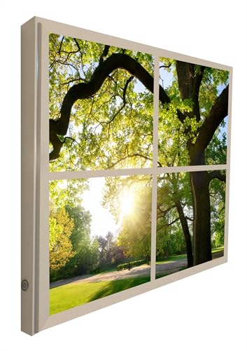 Fausses fenêtres lumineuses LED paysage blanc décoratif 80x80cm trompe l'oeil