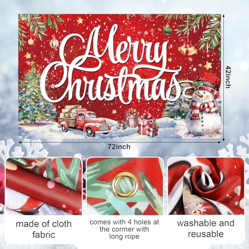 Image of Large Christmas Banner Decorations Red Flag Outdoor 72x44 Inch, Merry Christmas Gifts for Indoor Home House Decor Party Supplies, Yard Sign Background for Photography