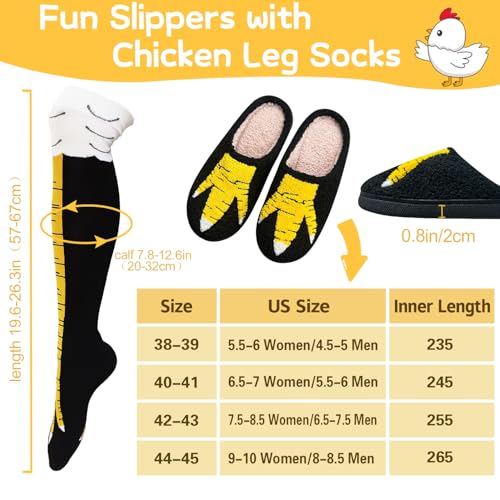WHOTAY Funny Chicken Slipper with 1 Pair Crazy Chicken Leg Socks for Women Novelty Christmas Thanksgiving Turkey Costume Kids Gag Gifts by WHOTAY - Used condition - Image 4