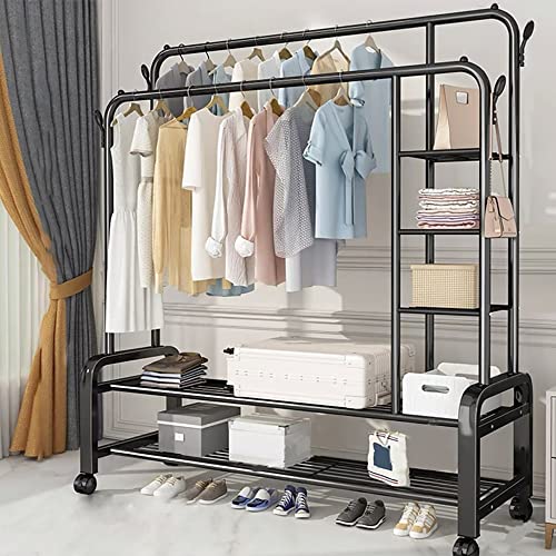 Tringle à vêtements en métal 150x140x162 cm avec étagère basse pour dressing et chambre