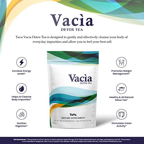Tava Vacia Detox Tea Supplement, Boosts Energy, Supports Weight Management, Joint Mobility And Immune System, Contains 30 Packets (3.5G Per Pack) #TOP3