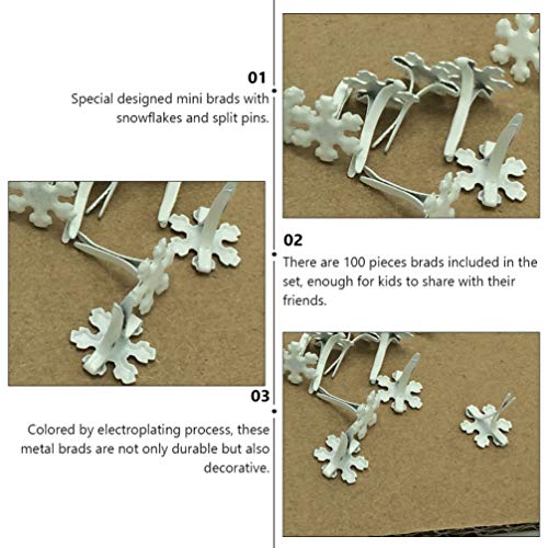 Aboofan 100Pcs Snowflake Brads Split Pins Paper Fasteners Diy Art Craft Accessories, Scrapbooking Brads, Craft Pins Pushpin #TOP5
