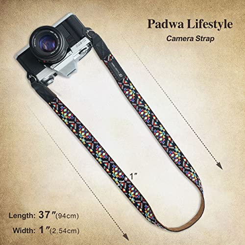 Camera Strap - 1" Pure Cotton Embroidered Woven Straps With Full Grain Cowhide Head, Camera Neck Shoulder Strap For Micro Single And Small Digital Cameras,Gift For Photographers(Digital Black) #TOP5