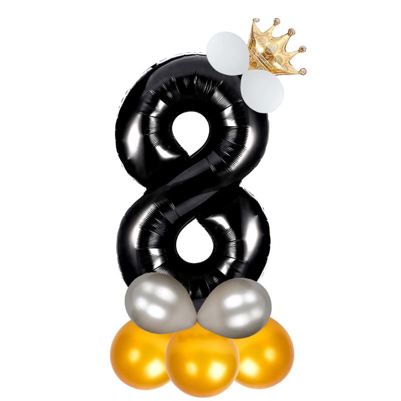 Image of Black 32 Inches Numbers 8 Shape Large Big Foil Helium Balloons For Party Decorations In Happy Birthday Anniversary Office Items Materials Set Pack,1 Piece
