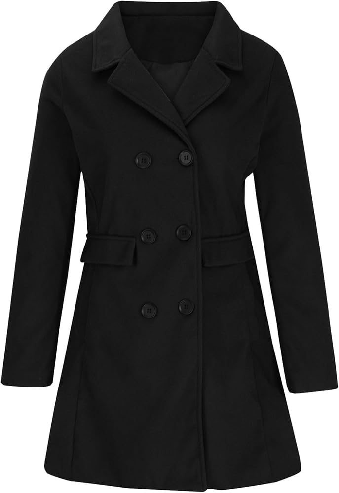 Amazon.com: Womens Winter Wool Pea Coat Warm Notched Collar Double