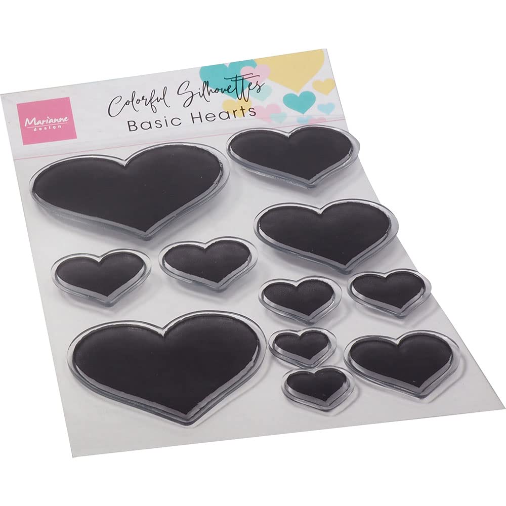 Marianne Design Transparente Stempel – bunte Silhouette – grundlegende Herzen