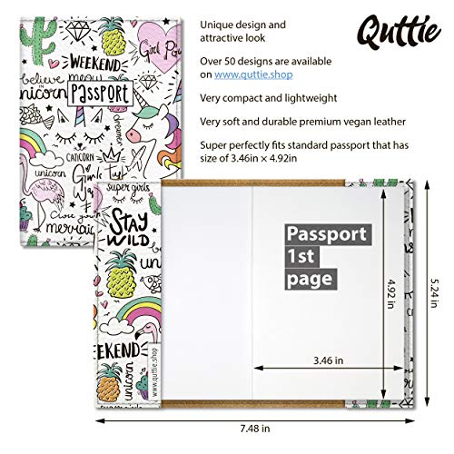 Quttie, Cute Vegan Eco Leather Passport Cover for Women, Men, Kids (Ladies Unicorn Pattern) - Image 3